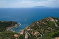 Cala Piccola, province of Grosseto, village and beach near Porto Santo Stefano photographed with drone. Royalty Free Stock Photo