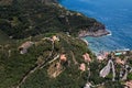 Cala Piccola, province of Grosseto, village and beach near Porto Santo Stefano photographed with drone. Royalty Free Stock Photo