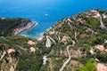 Cala Piccola, province of Grosseto, village and beach near Porto Santo Stefano photographed with drone. Royalty Free Stock Photo