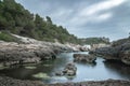 Cala s Almunia Santanyi long exposure coastal landscape Royalty Free Stock Photo