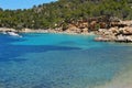 Cala Salada beach in San Antonio, in Ibiza Island, Spain