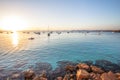 Cala Saona beach on sunset, Formentera, Spain Royalty Free Stock Photo