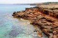 Cala Saona cliffs,  Formentera, Spain Royalty Free Stock Photo
