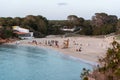 People in Cala Saona beach, Formentera, Spain in Covid Time Royalty Free Stock Photo
