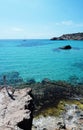 Cala Tarida in Ibiza beach San Jose at Balearic Islands Royalty Free Stock Photo