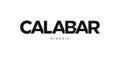 Calabar in the Nigeria emblem. The design features a geometric style, vector illustration with bold typography in a modern font.