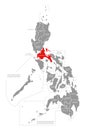 Calabarzon red highlighted in map of Philippines Royalty Free Stock Photo