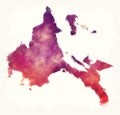 Calabarzon region watercolor map of the Philippines Royalty Free Stock Photo