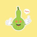 Calabash or Lagenaria siceraria , also known as bottle gourd cartoon character flat design illustration. cute and kawaii calabash