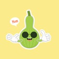 Calabash or Lagenaria siceraria , also known as bottle gourd cartoon character flat design illustration. cute and kawaii calabash