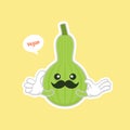 Calabash or Lagenaria siceraria , also known as bottle gourd cartoon character flat design illustration. cute and kawaii calabash