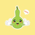 Calabash or Lagenaria siceraria , also known as bottle gourd cartoon character flat design illustration. cute and kawaii calabash