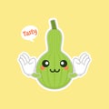 Calabash or Lagenaria siceraria , also known as bottle gourd cartoon character flat design illustration. cute and kawaii calabash