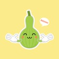 Calabash or Lagenaria siceraria , also known as bottle gourd cartoon character flat design illustration. cute and kawaii calabash