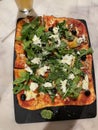 Rectangular Calabrese Pizza - Italian Cuisine Royalty Free Stock Photo