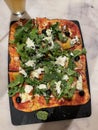 Rectangular Calabrese Pizza - Italian Cuisine Royalty Free Stock Photo