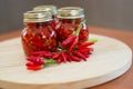 Calabrian peppers in oil hot pepper very hot chili Royalty Free Stock Photo