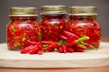 Calabrian peppers in oil hot pepper very hot chili Royalty Free Stock Photo