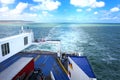 CALAIS, FRANCE, AUGUST 10 2016: The wake and the stern of the P&O Ferries cross channel ferry to France