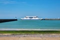 Calais, France, June 22, 2024: Cruise Ferry in Port: A Serene Nautical Scene with Calm Ocean Waters and Blue Skies