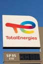 Calais, France - October 06, 2022 : Totalenergies, brand logo and company logo Total energies