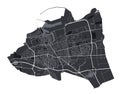 Calais vector map. Detailed black map of Calais city poster with roads. Cityscape urban vector
