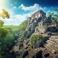 Ai Generated illustration Wildlife Concept of Calakmul - estructura Royalty Free Stock Photo