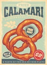 Calamari vintage sign with bright blue background.