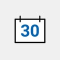 Calander icon showing date 30 Royalty Free Stock Photo