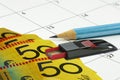 Calendar with Australian money pencil and USB stick