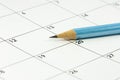 Calendar with a lead pencil Royalty Free Stock Photo