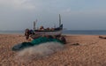 Calangute beach and fishing boats. Goa. India.