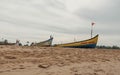 Calangute beach and fishing boats. Goa. India.