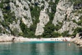 Calanque d`En-vau near Cassis, boat excursion to Calanques national park in Provence, France Royalty Free Stock Photo