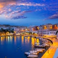 Calasfonts Cales Fonts Port sunset in Mahon at Balearics