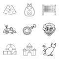 Calash icons set, outline style Royalty Free Stock Photo