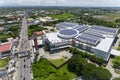 Calasiao, Pangasinan, Philippines - Aerial of Robinsons Place Pangasinan. An array of solar panels are installed on the Royalty Free Stock Photo