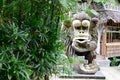 Huge concrete carved monkey statue in an Asian aquatic jungle theme park