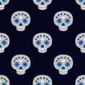 Calavera seamless doodle pattern, vector illustration