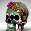 Calavera Sugar Skull, Generative AI Illustration