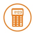 Calc, calculator, accounting icon. Orange vector design