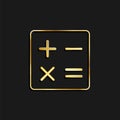 calc, calculator, math gold icon. Vector illustration of golden particle background