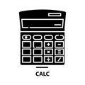 calc icon, black vector sign with editable strokes, concept illustration