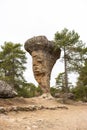 Calcareous rock formation El Tormo Alto, differential erosion, in the Ciudad Encantada in Cuenca