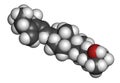 Calcifediol calcidiol, 25-hydroxyvitamin D molecule. Blood marker of vitamin D status. 3D rendering. Atoms are represented as.