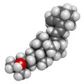 Calcifediol (calcidiol, 25-hydroxyvitamin D) molecule. Blood marker of vitamin D status. 3D rendering. Atoms are represented as