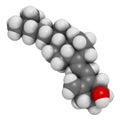 Calcifediol (calcidiol, 25-hydroxyvitamin D) molecule. Blood marker of vitamin D status. 3D rendering. Atoms are represented as
