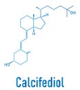 Calcifediol or calcidiol, 25-hydroxyvitamin D molecule. Blood marker of vitamin D status. Skeletal formula.