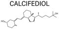 Calcifediol or calcidiol, 25-hydroxyvitamin D molecule. Blood marker of vitamin D status. Skeletal formula.