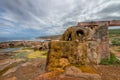 Calcified water wheel and aquaduct